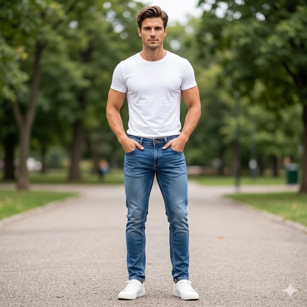 The Roadster Life Mens Size 32 Jeans Slim Fit Blue Denim Rugged Distressed Moto